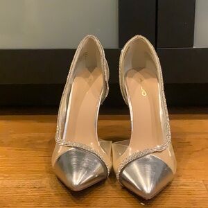 Aldo Silver Rhinestone Heels